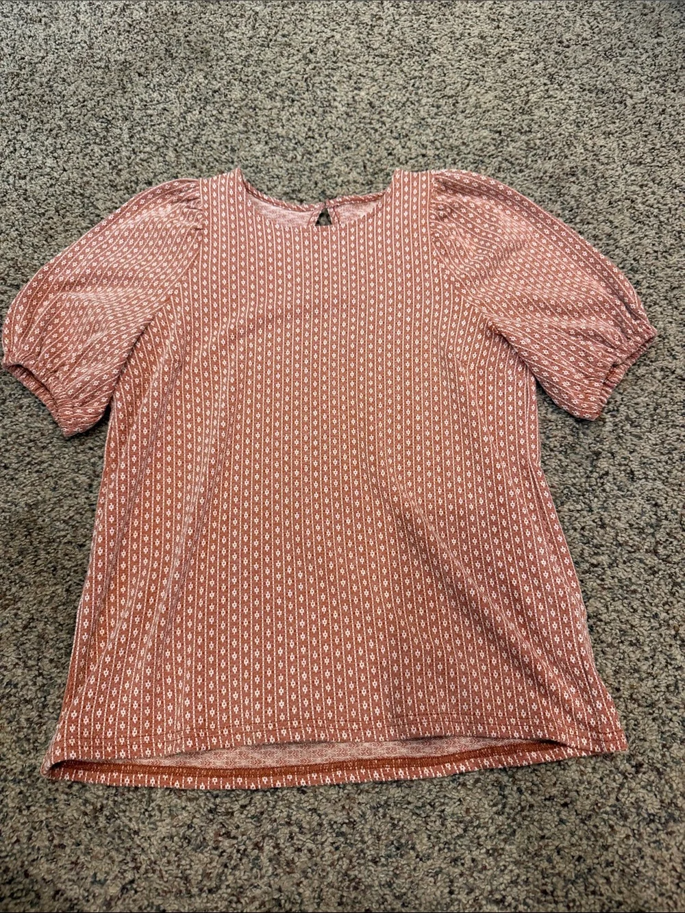Madewell Rose-Pink Printed Puff-Sleeve Blouse